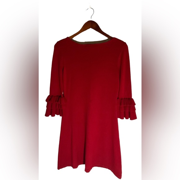 Perfect Holiday Dress! Long Sleeve Radiant Red Lightweight Sweater Dress - Picture 2 of 7